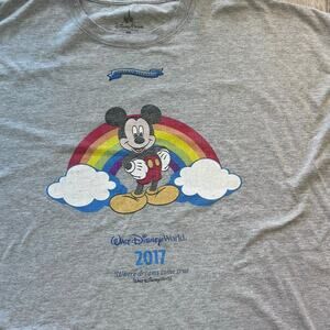 Disney Parks 2017 Mickey Mouse Rainbow Graphic Tee 2XL Oversized Shirt